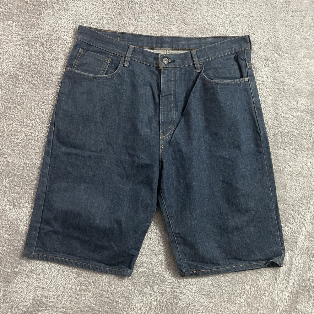 Levis 569 Shorts Mens 38 Denim Blue Dark Wash Jean Jorts Cotton High Rise - Picture 1 of 9